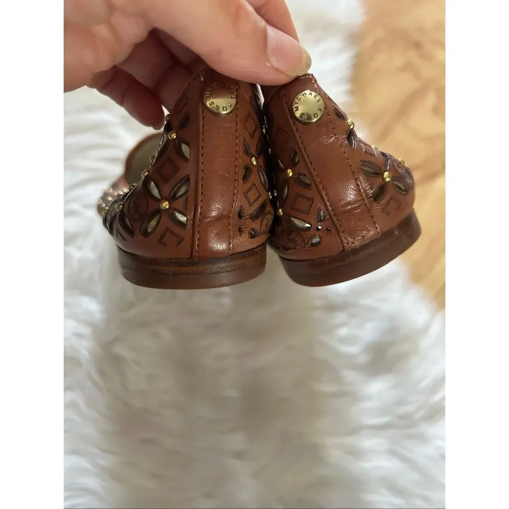 MICHAEL KORS GABRIELLA FLAT LUGGAGE BROWN WOMENS SLIP ON SHOES size 6 - Picture 4 of 5